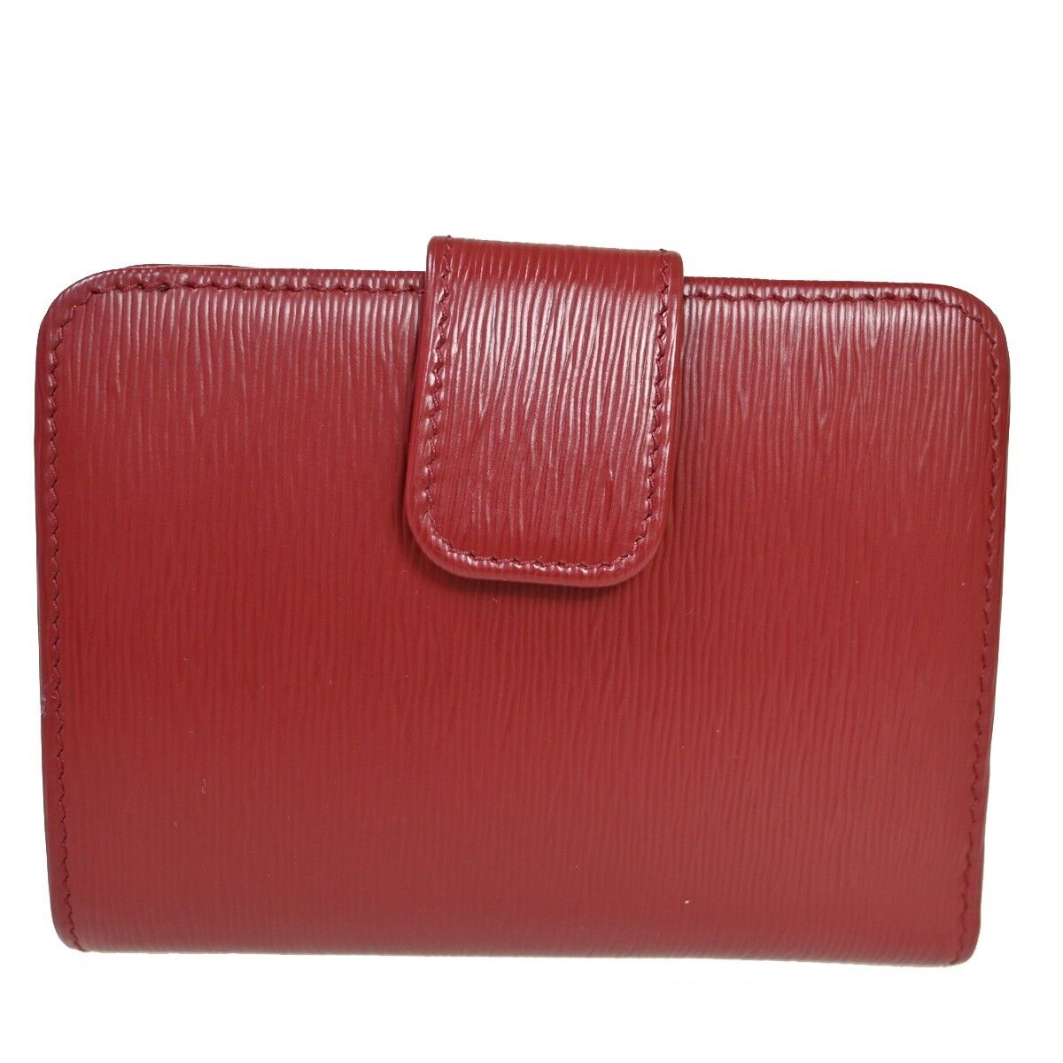 PRADA MILANO Logo Bifold Wallet Purse Vitello Move Leather Rubino Gold 76RH888