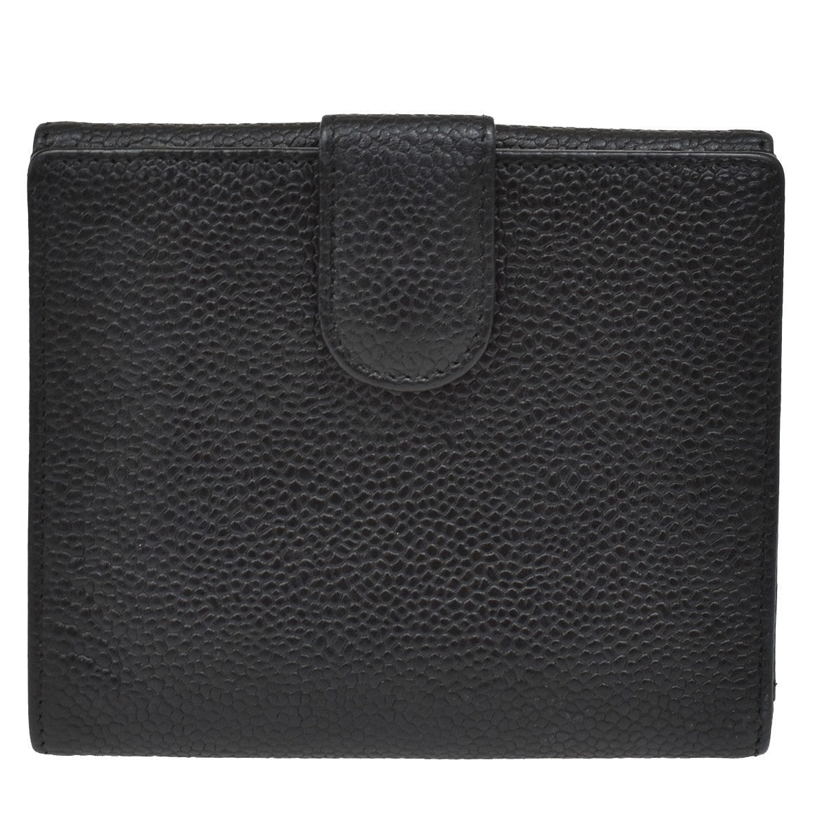 CHANEL CC Logo Bifold Compact Wallet Grained Calfskin Leather Black 64RF554