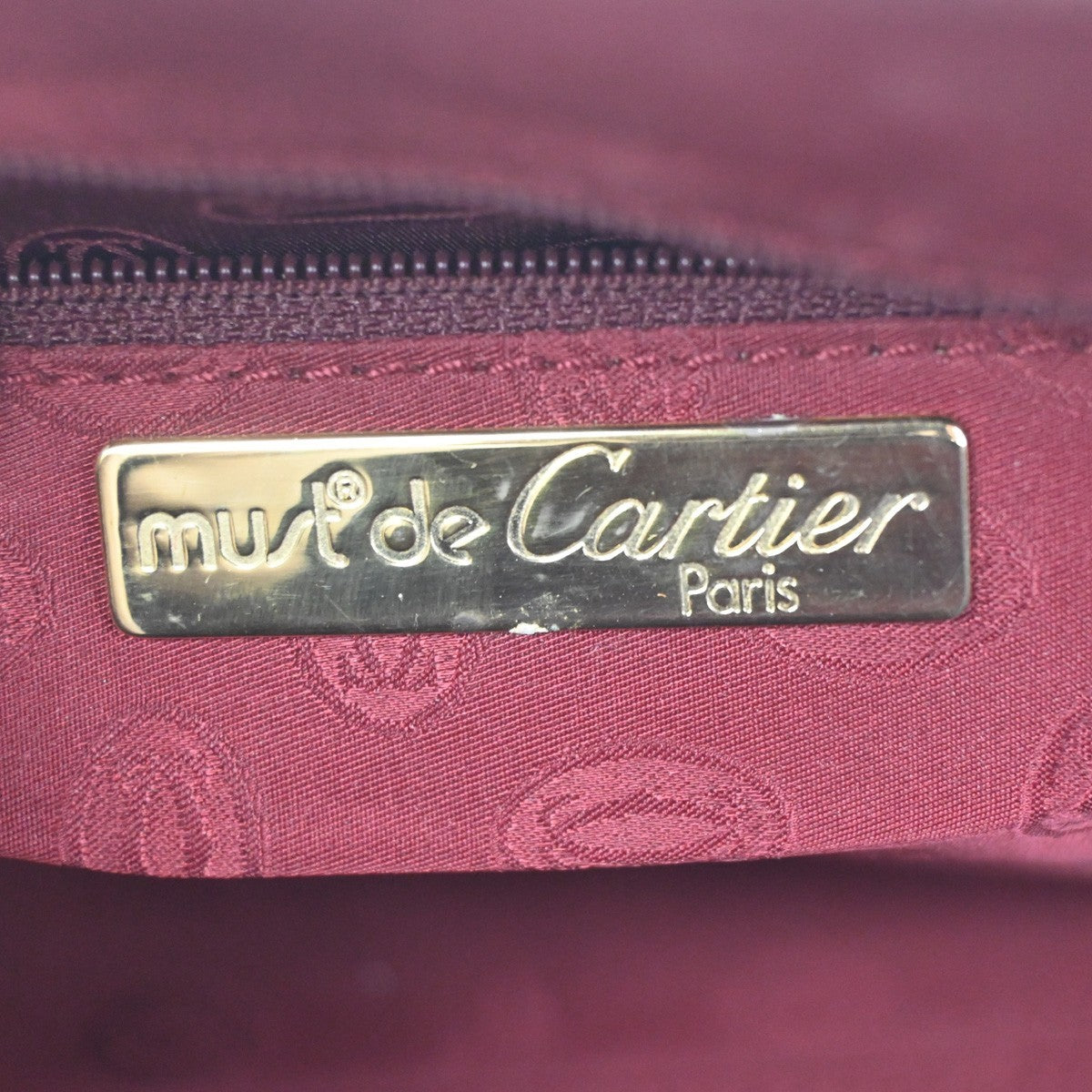MUST DE CARTIER 2C Logo Shoulder Hand Bag Leather Red Bordeaux GHW Spain 87RL922