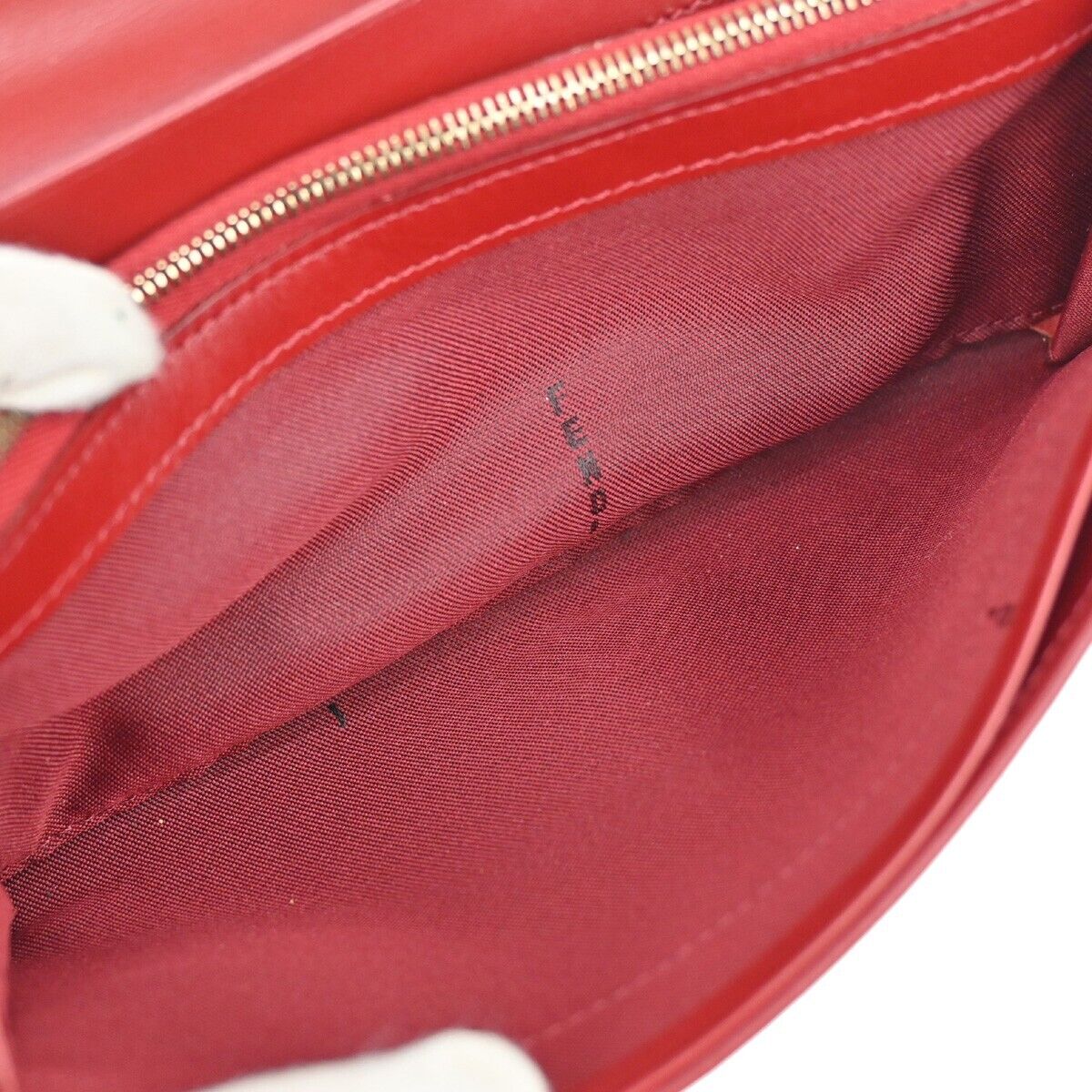 FENDI Logo Long Bifold Wallet Leather Red Gold Italy 64RH623