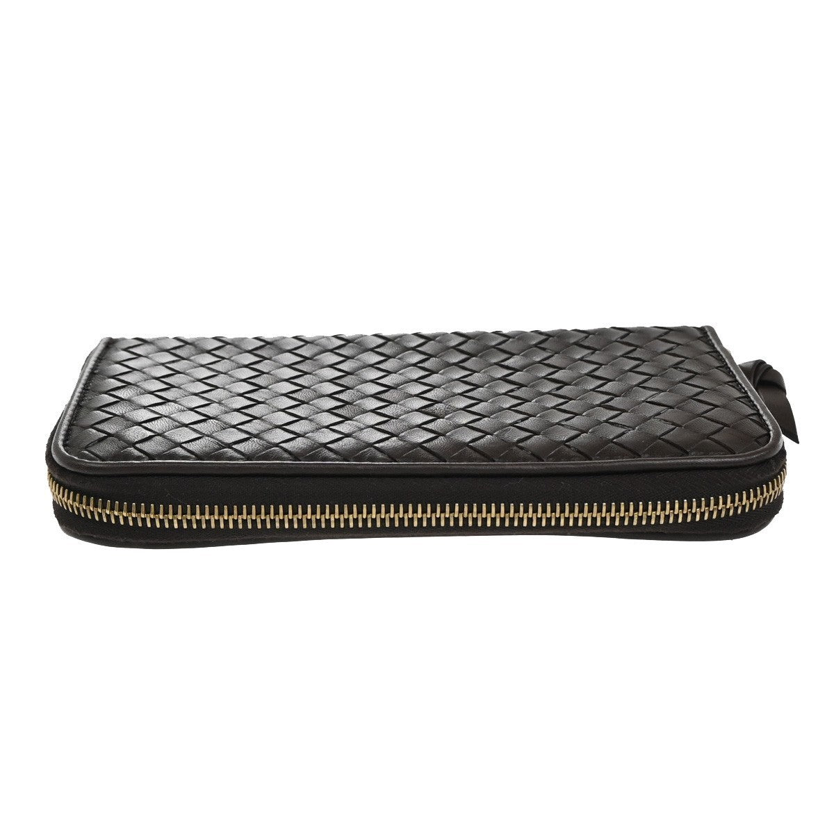 BOTTEGA VENETA Logo Intrecciato Long Zipper Around Wallet Leather Brown 65KP233