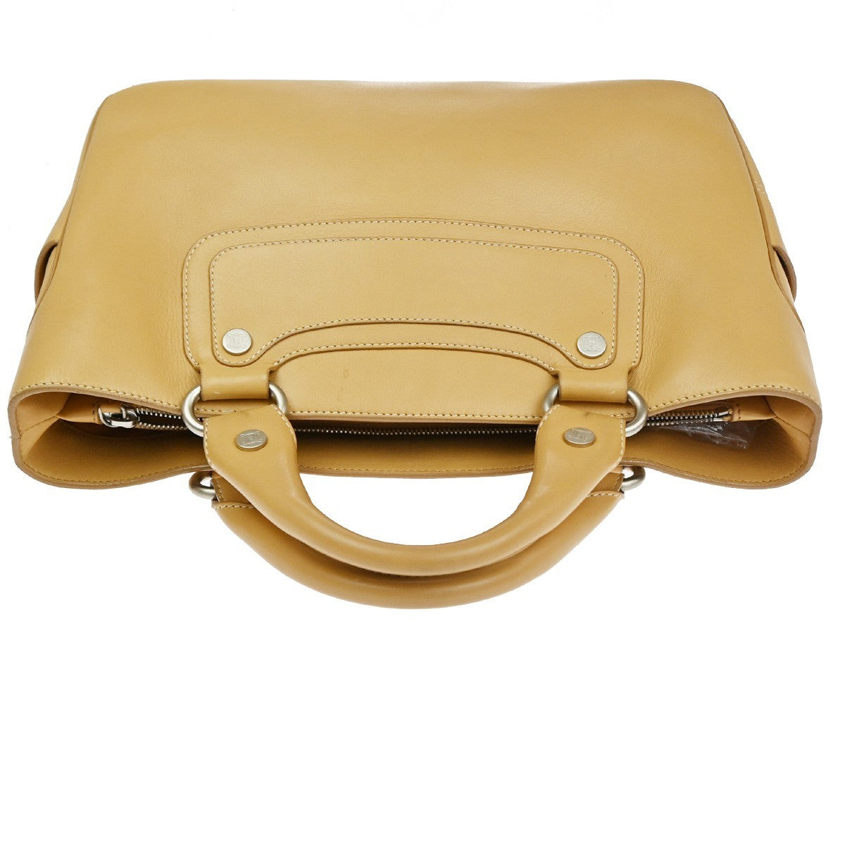 CELINE Logo Macadam Boogie Hand Tote Bag Leather Beige SHW Italy 62KC970