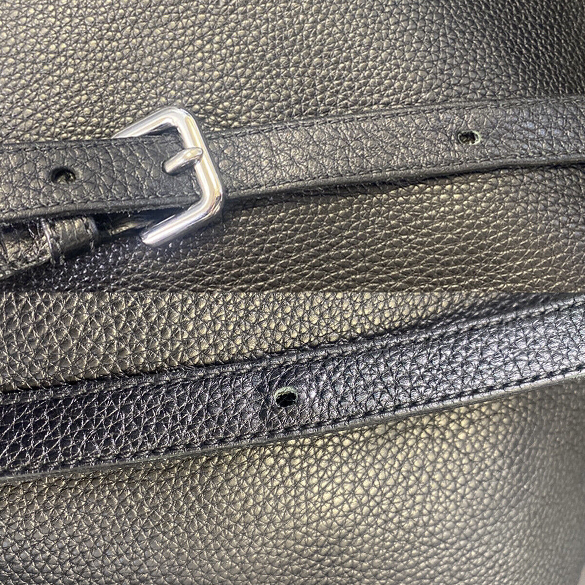 PRADA Logo 2Way Shoulder Hand Bag Vitello Daino Leather Black Nero SHW 12YG607