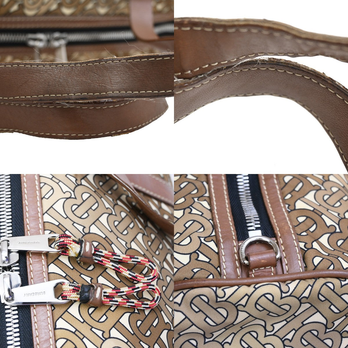 BURBERRY Logo Travel Hand Bag Nylon Leather Brown SHW Italy 69YH285