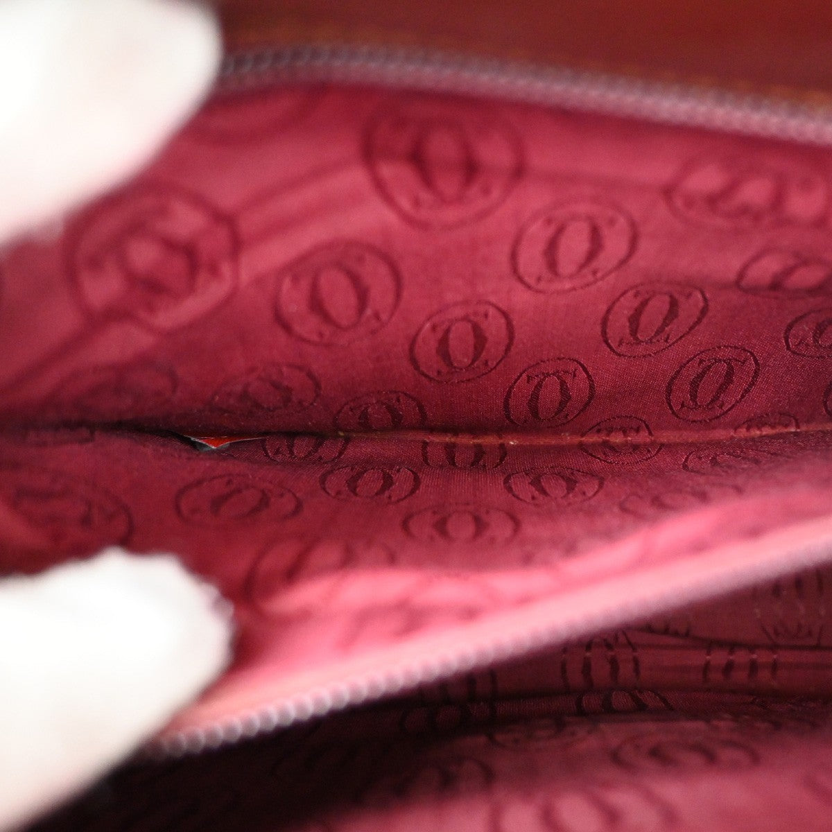 MUST DE CARTIER 2C Logo Hand Bag Leather Red GHW Italy 09KB667