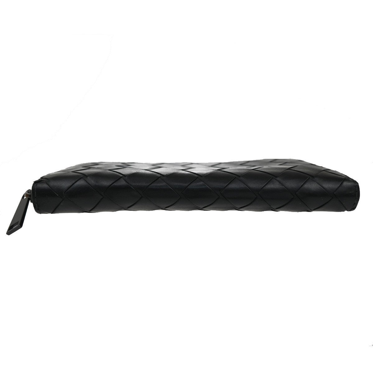BOTTEGA VENETA Logo Intrecciato Zip Around Long Wallet Leather Black 65KC209