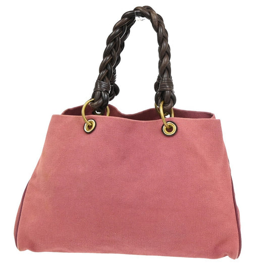 BOTTEGA VENETA Logo Shoulder Tote Bag Canvas Leather Pink GHW Italy 37YH904
