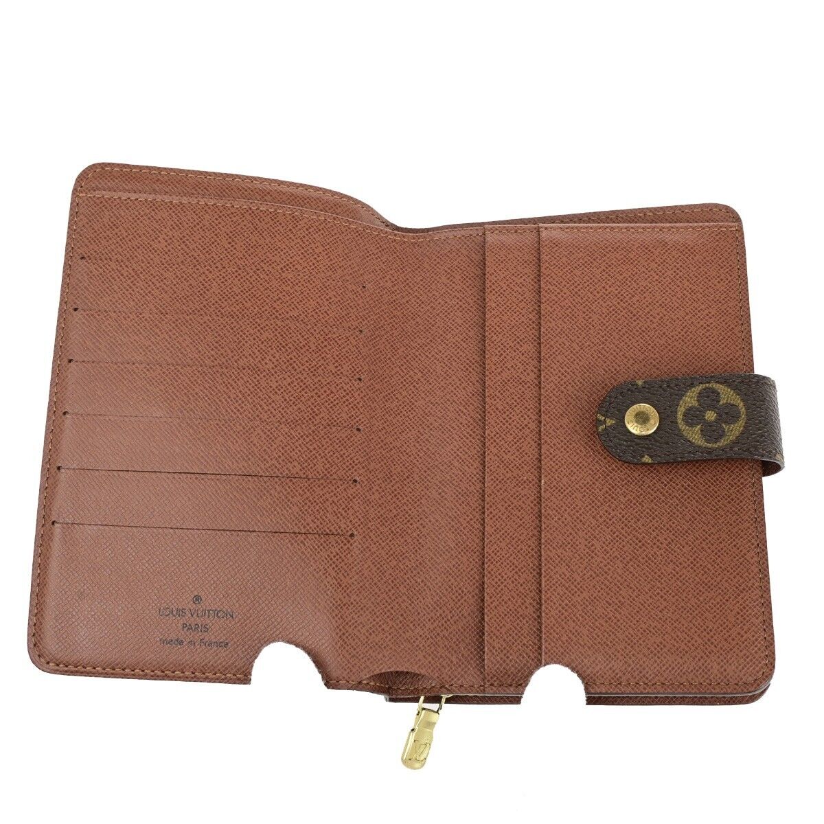 LOUIS VUITTON Porte Papier Zip Bifold Wallet Monogram Brown M61207 35RK789