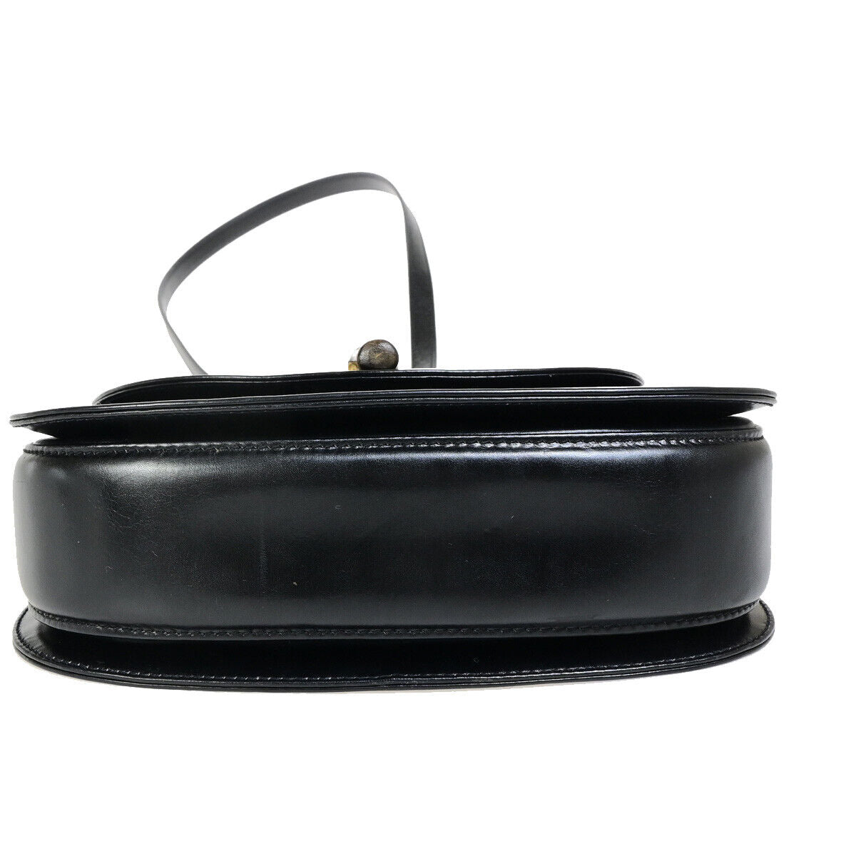 GUCCI Logo Bamboo 2Way Small Shoulder Hand Bag Leather Black GHW Italy 609RK553