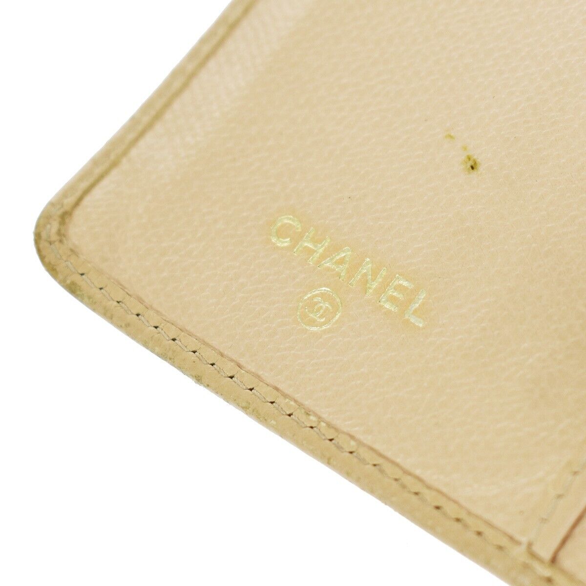 CHANEL CC Logo Long Bifold Wallet Purse Leather Beige Gold-Plated Italy 02GA651