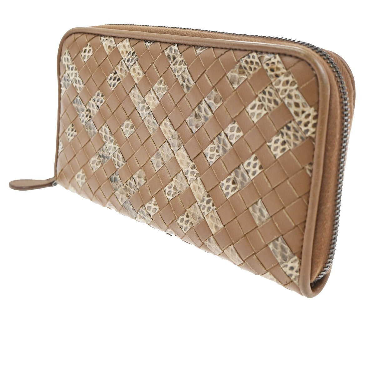 BOTTEGA VENETA Intrecciato Zip Around Long Wallet Embossing Leather BN 67KC539