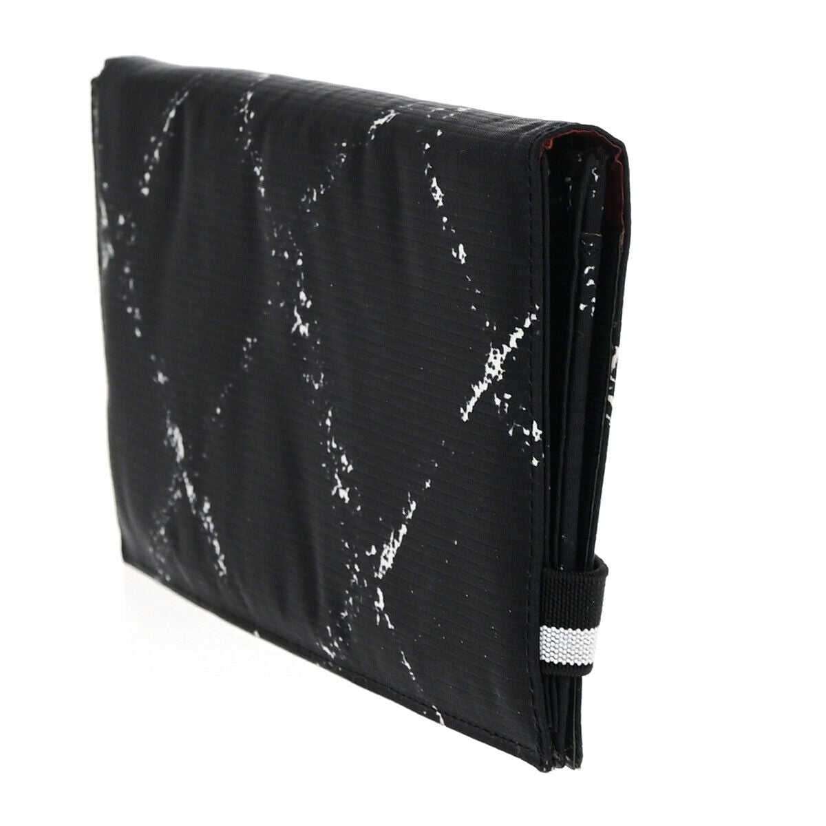 CHANEL Logo Travel Line Bifold Wallet Nylon Leather Black 69KA311