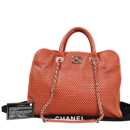 CHANEL CC French Riviera Chain 2Way Hand Bag Punching Leather ST SHW 687RH349