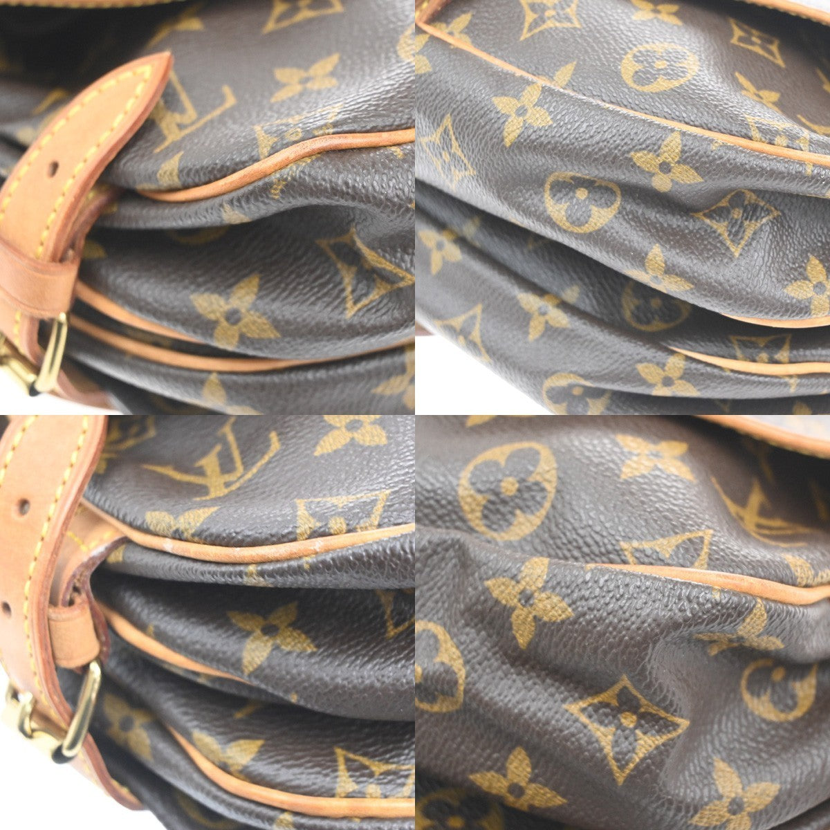 LOUIS VUITTON Logo Saumur 30 Shoulder Bag Monogram Leather Brown M42256 16CA598