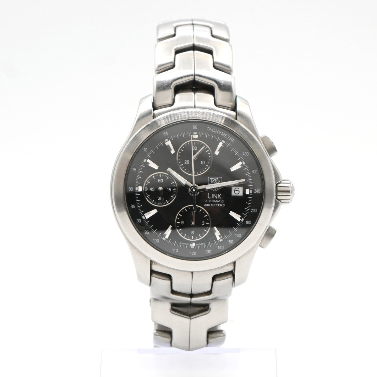 TAG HEUER Link Date Watch 43mm CJF2110 Chronograph AT Black Dial SS 47LC593