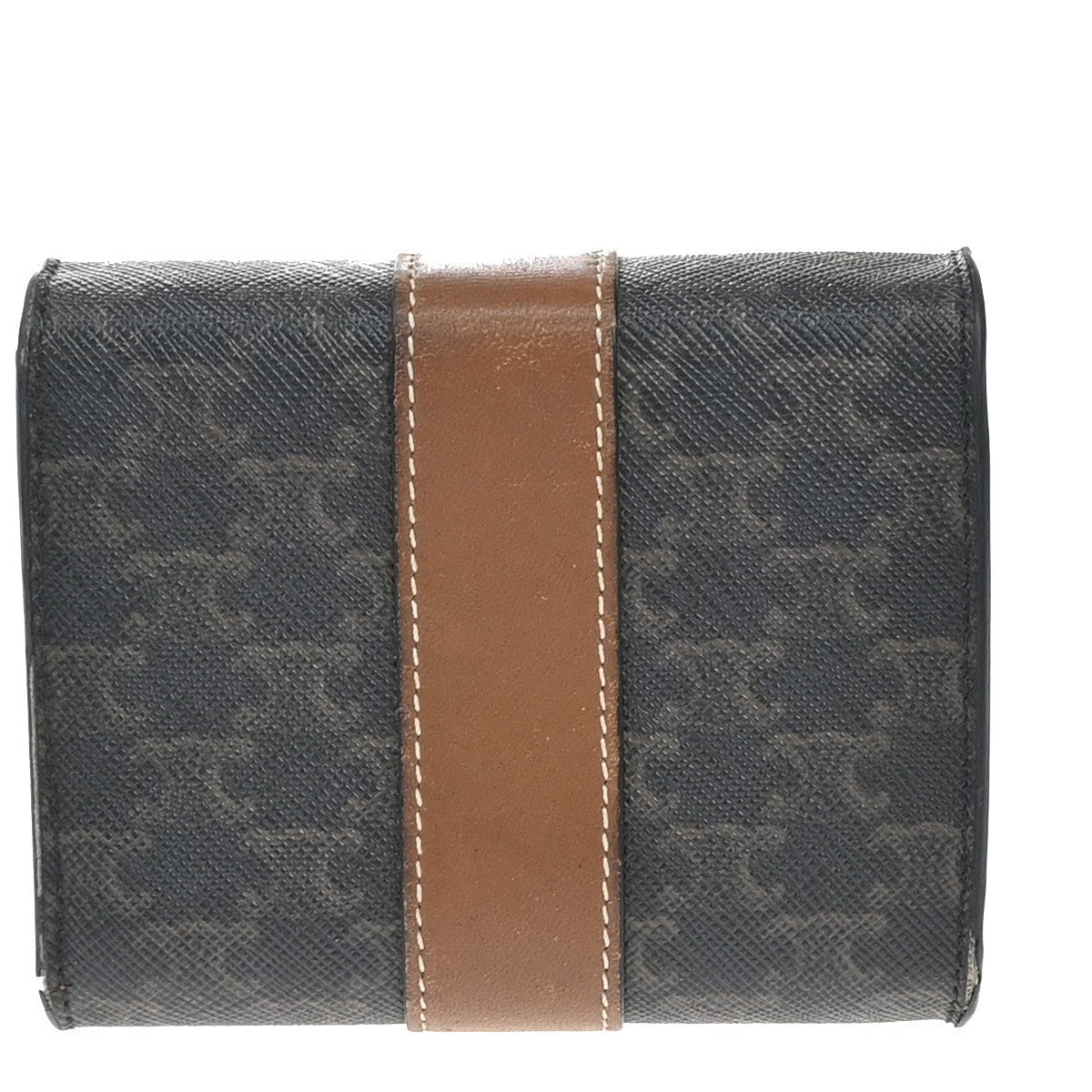 CELINE Logo Triomphe Pattern Bifold Wallet PVC Leather Brown Italy 68KP019