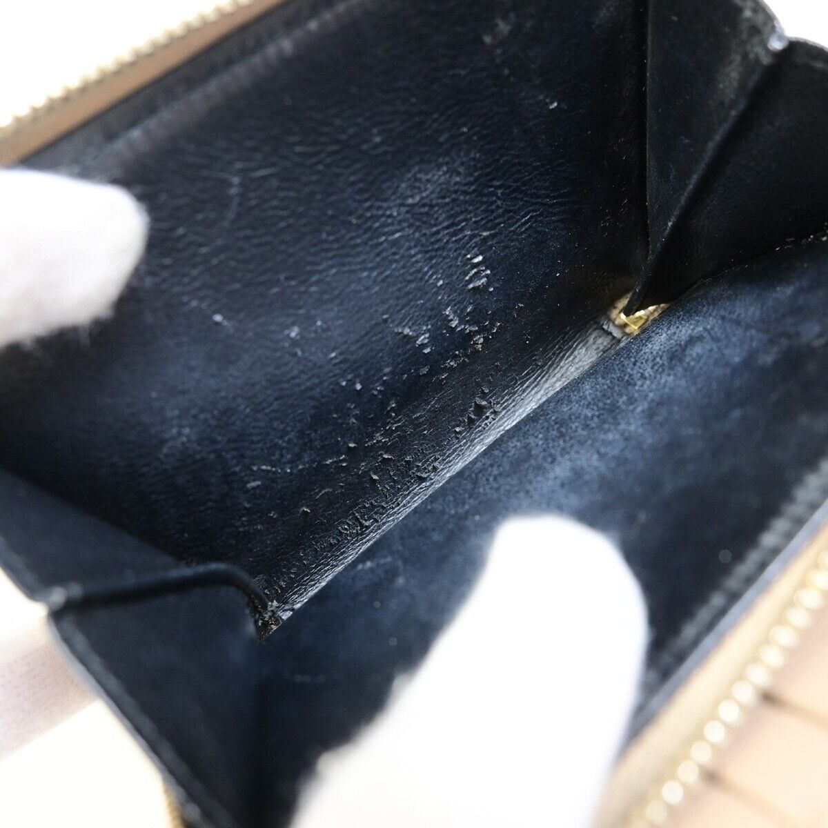 SAINT LAURENT YSL Logo Compact Bifold Wallet Purse Leather Beige GHW 38EC602