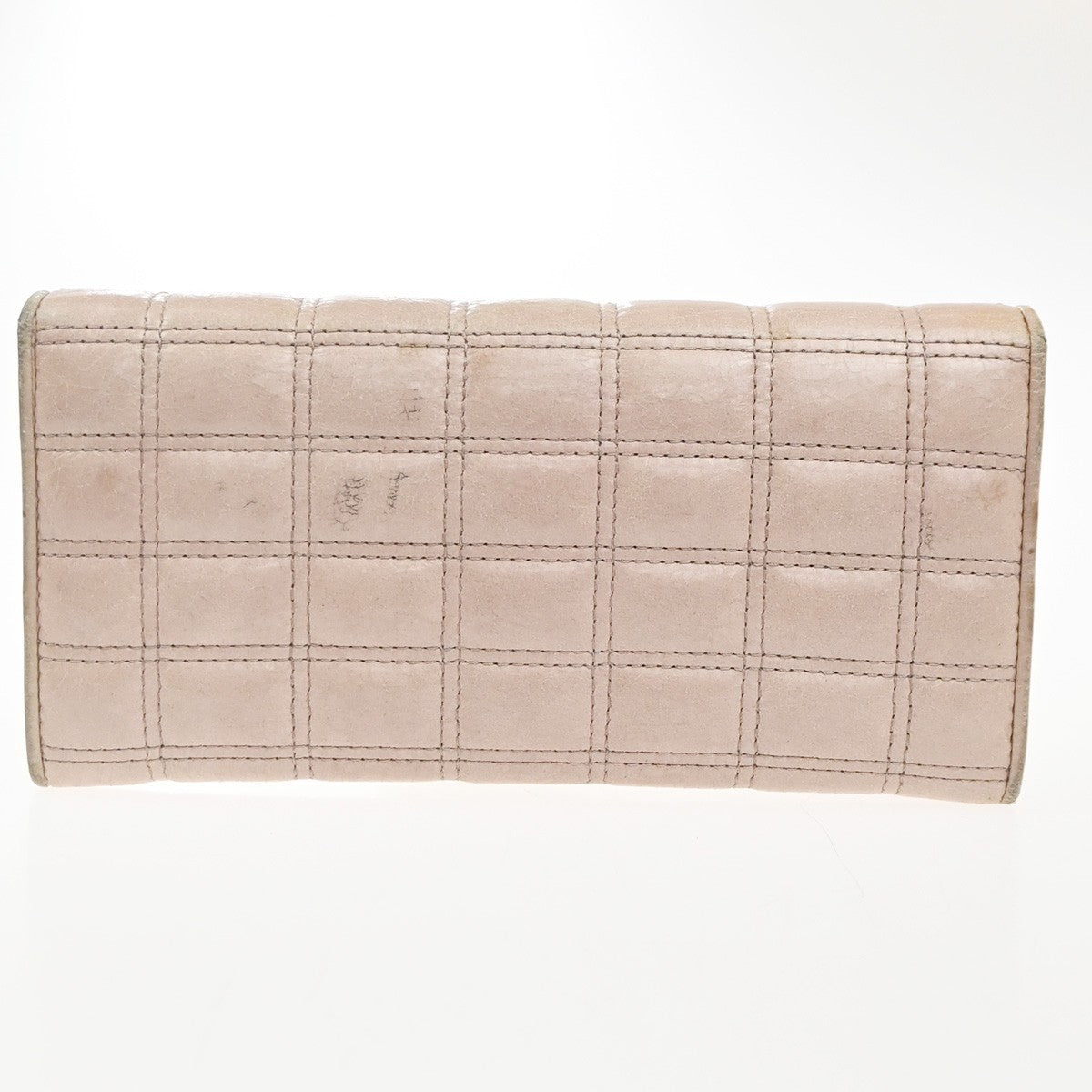 PRADA Logo Bifold Flap Long Wallet  Quilted Leather Pink Beige GHW Italy 01KD035