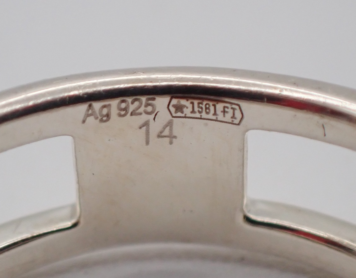 GUCCI Interlocking G Logo Ring Silver 925 Size JP14 US7 Italy Accessory 60KC874