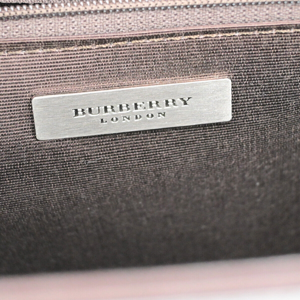 BURBERRY LONDON Logo EKD Hand Bag Tote Nylon Leather Brown SHW 39YG586