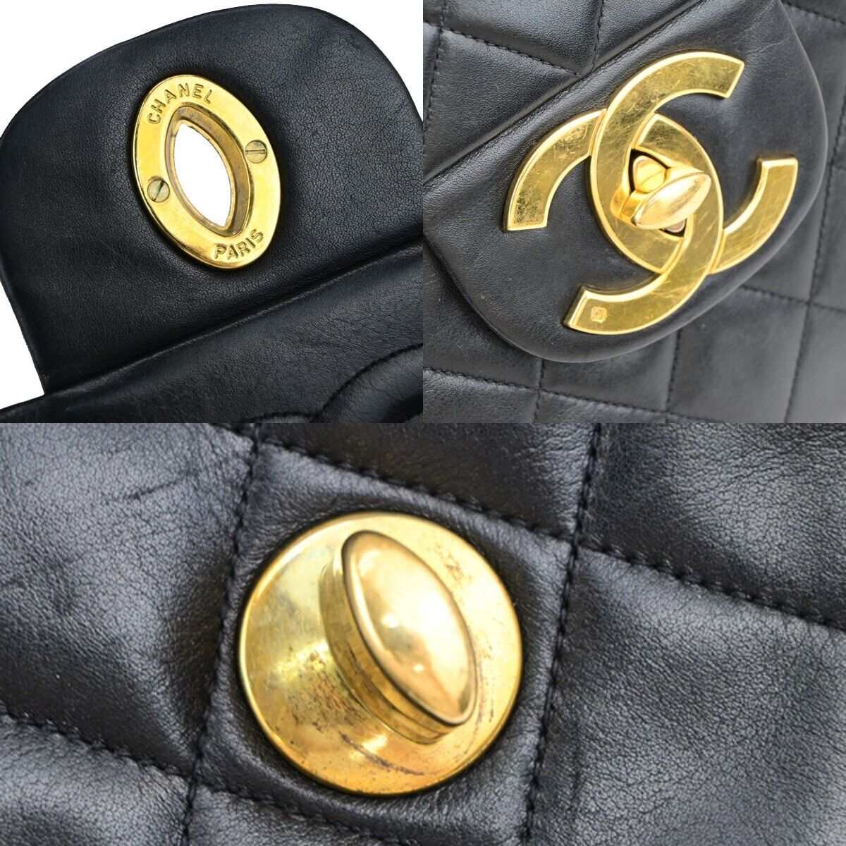 CHANEL CC Maxi Jumbo Matelasse 34 Chain Shoulder Bag Leather Black GHW 805RK690