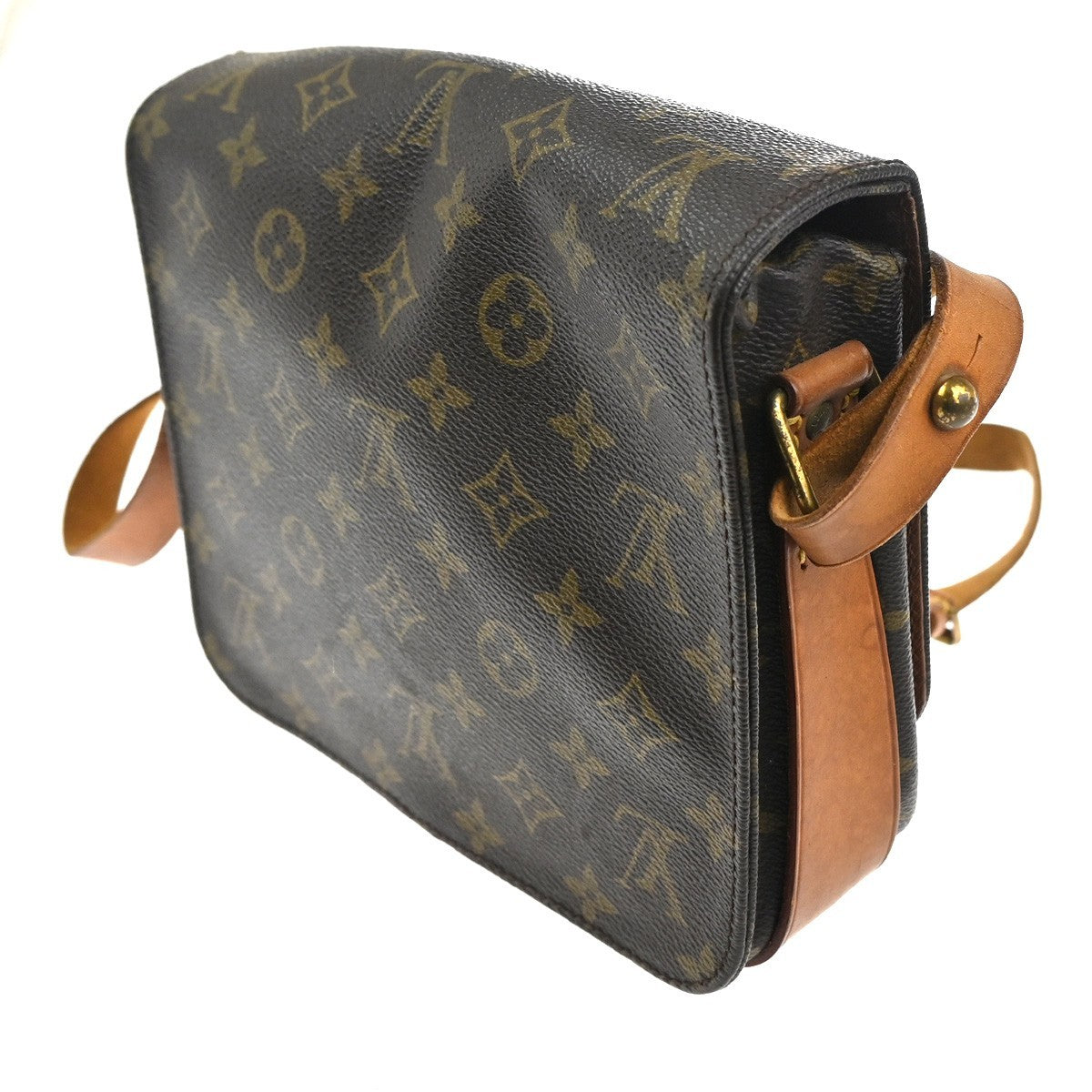 LOUIS VUITTON Cartouchiere MM Shoulder Bag Monogram Leather Brown M51253 62KC516
