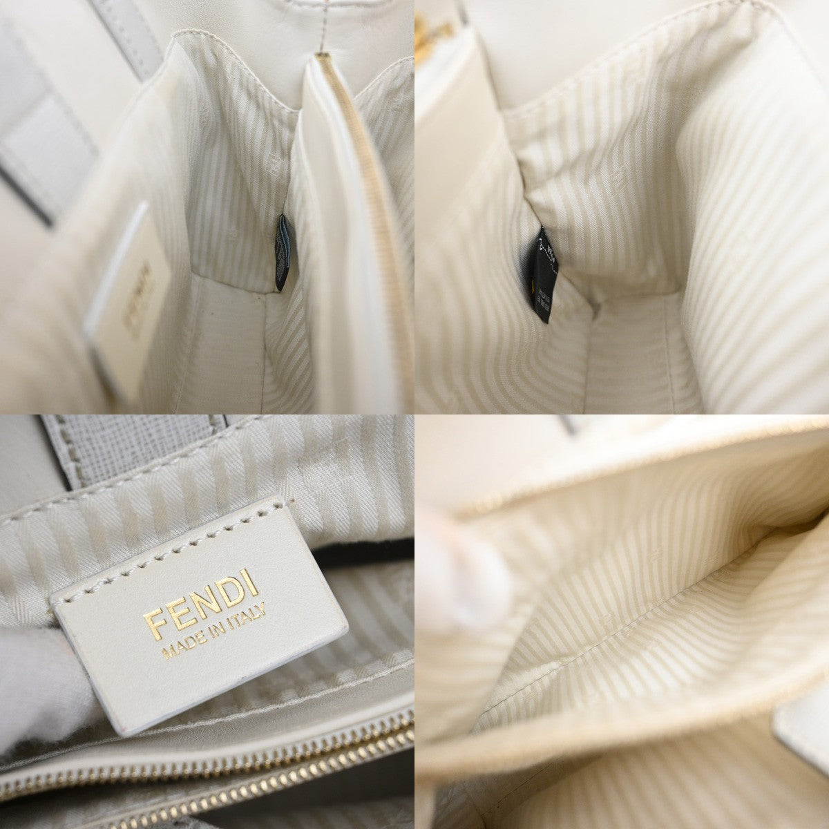 FENDI Logo 2Jours 2Way Shoulder Hand Bag Leather Charm White GHW Italy 70YH941