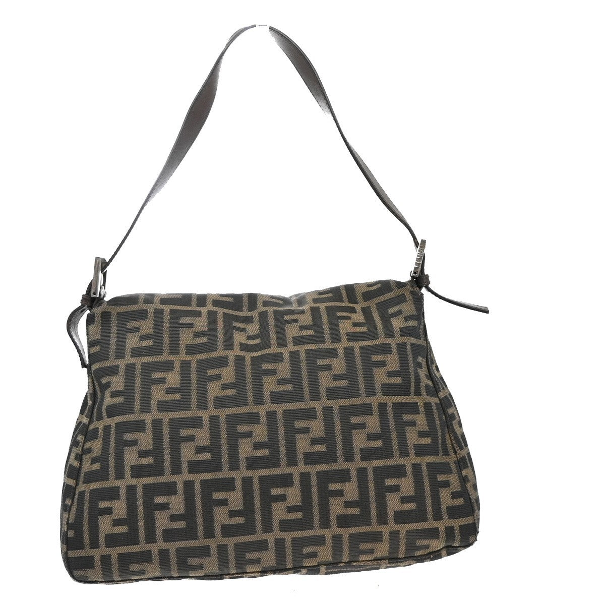 FENDI Logo Mamma Zucca Pattern Shoulder Bag Canvas Leather Brown Italy 58KB447