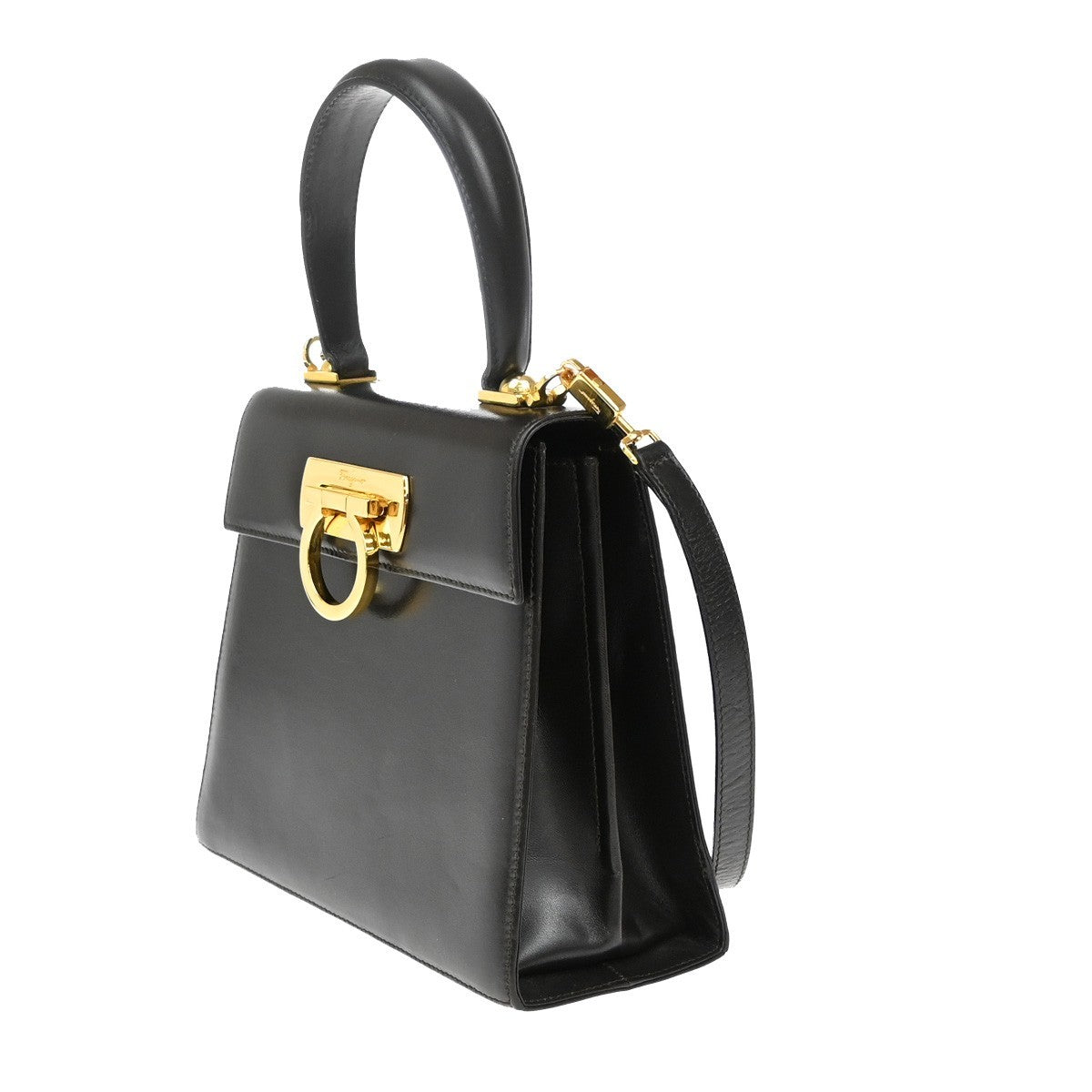 SALVATORE FERRAGAMO Logo Gancini 2Way Shoulder Hand Bag Leather Brown 83RF550