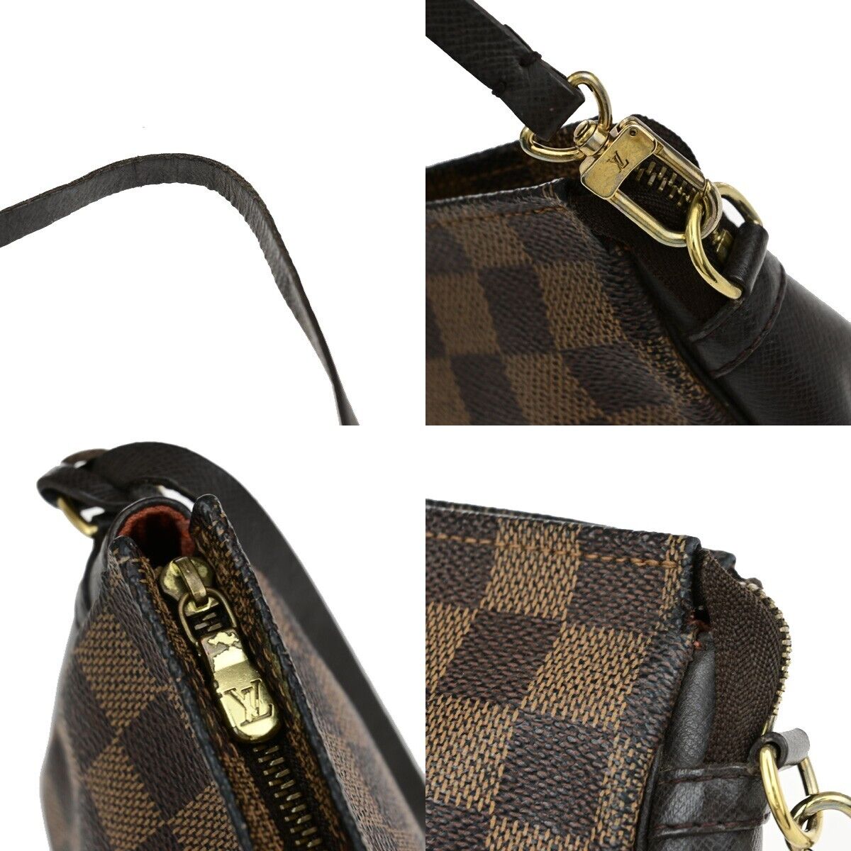 LOUIS VUITTON  Trousse Makeup Hand Bag Damier Ebene Leather Brown N51982 81EB766