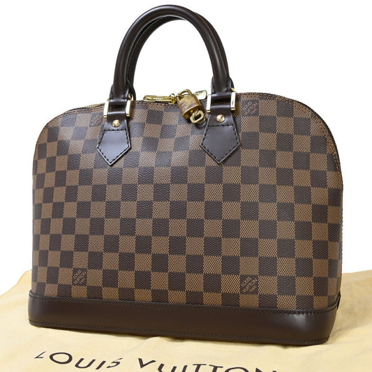 LOUIS VUITTON LV Logo Alma Hand Bag Damier Ebene Leather Brown N51131 667RJ743