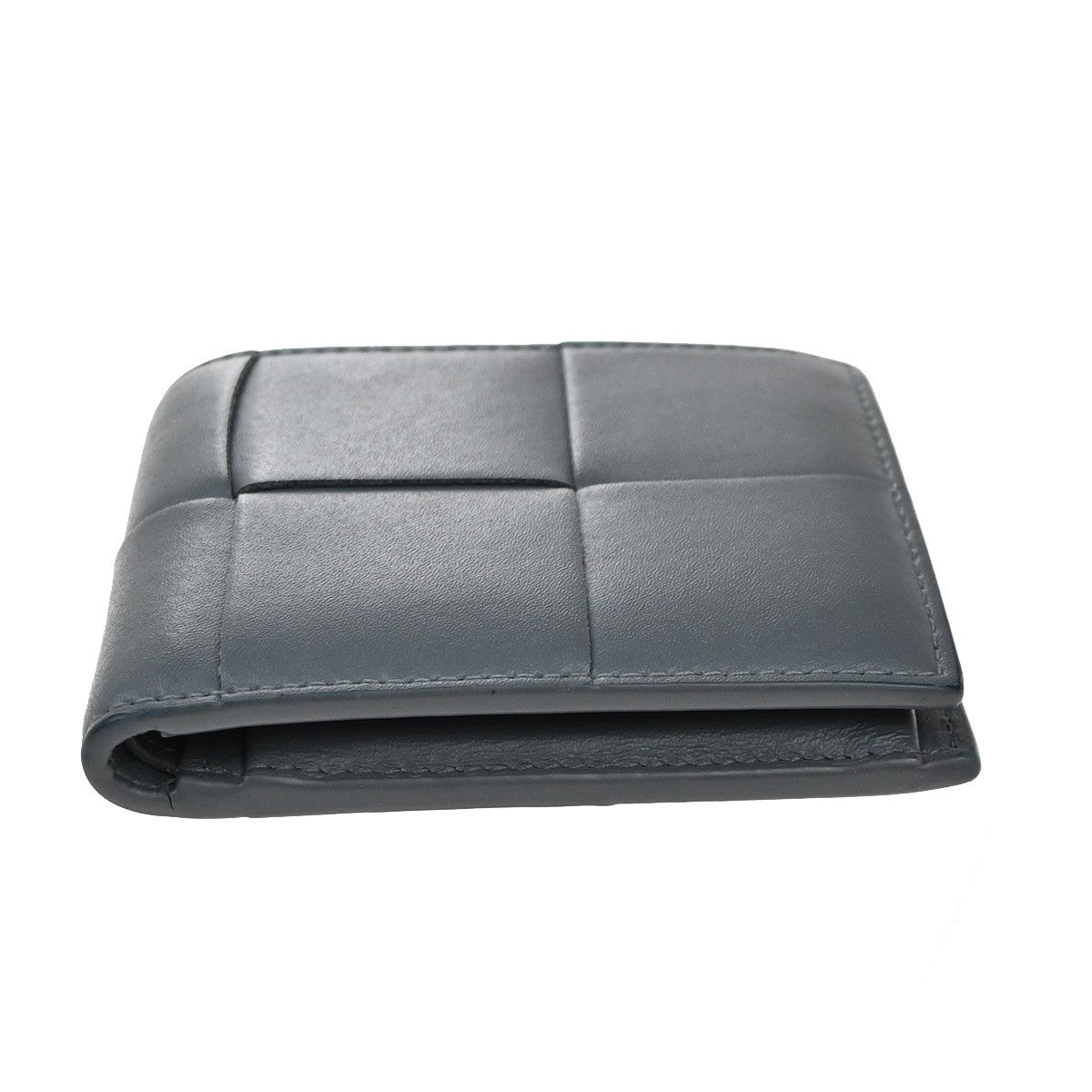 BOTTEGA VENETA Logo Cassette Bifold Compact Wallet Leather Gray Italy 31RP158