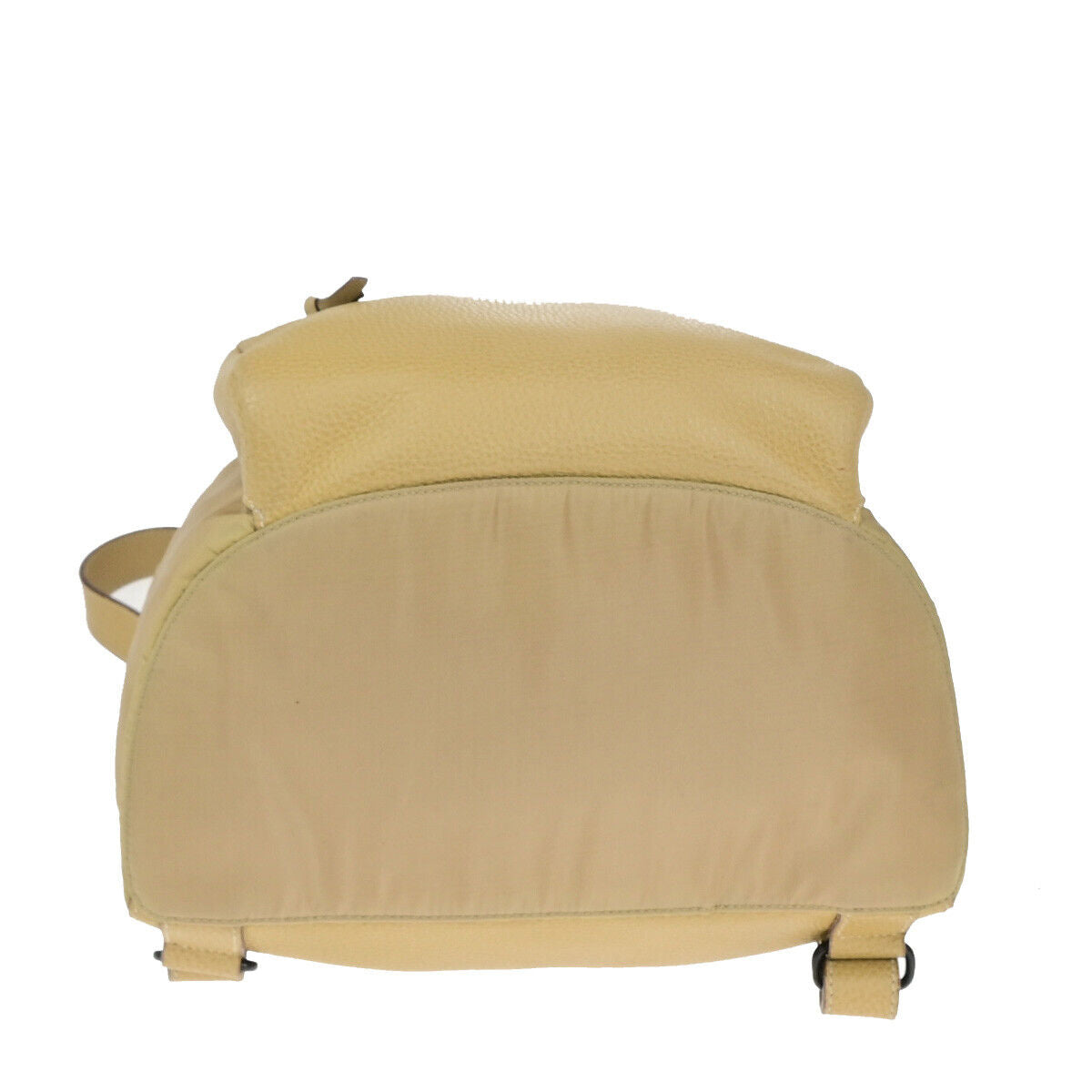 PRADA Logo Backpack Bag Drawstring Nylon Leather Beige Italy 38YF112