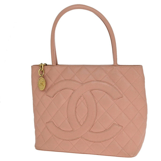 CHANEL CC Logo Medallion Shoulder Tote Bag Caviar Skin Leather PK GHW 691RJ822