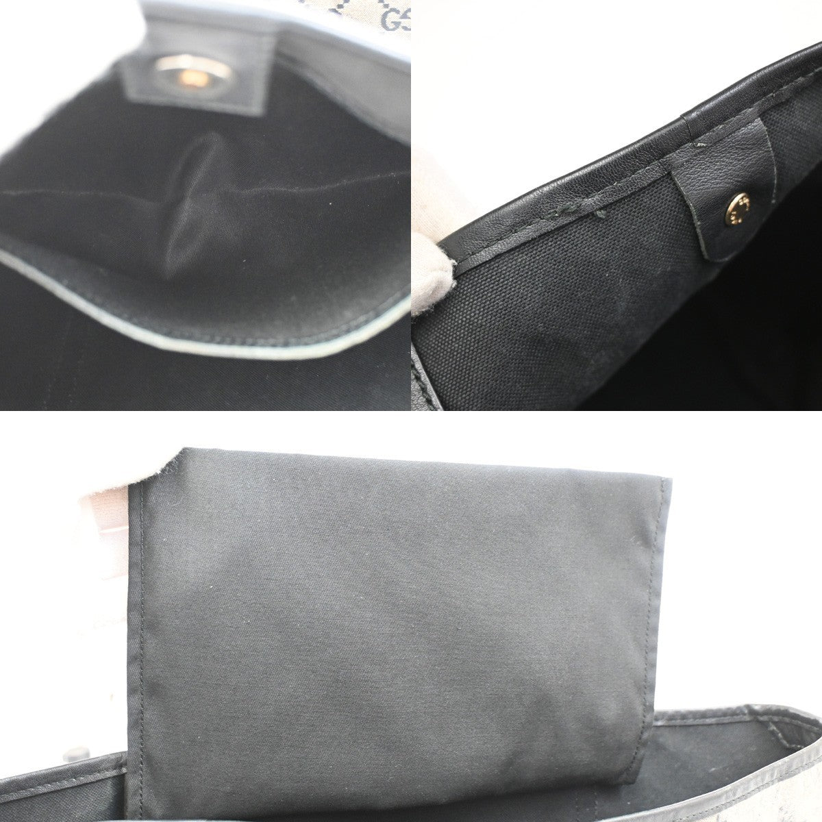 GUCCI GG Crystal Tote Shoulder Bag Coating Canvas Leather Black GHW 60DA042