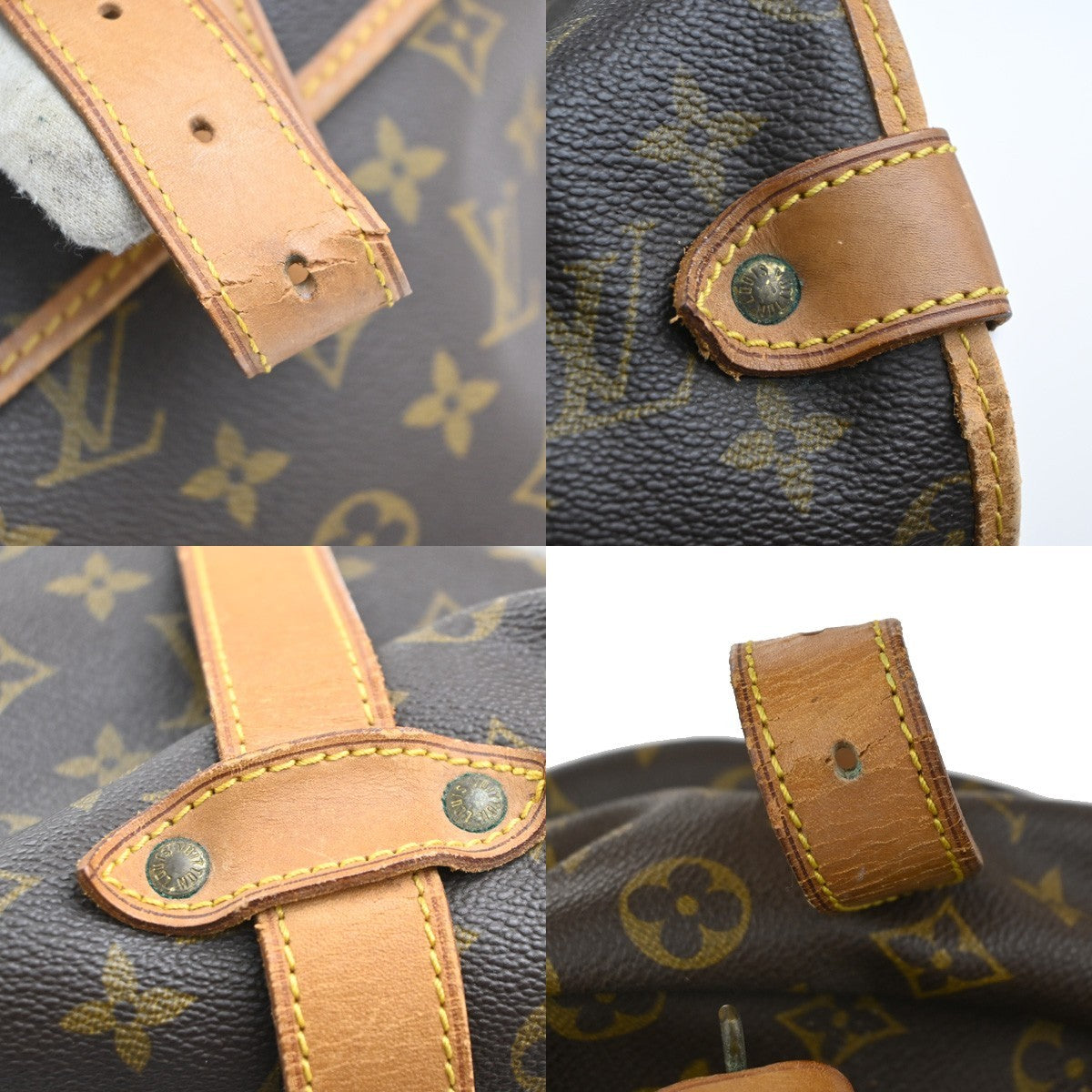 LOUIS VUITTON Logo Saumur 43 Shoulder Bag Monogram Leather Brown M42252 35MA673