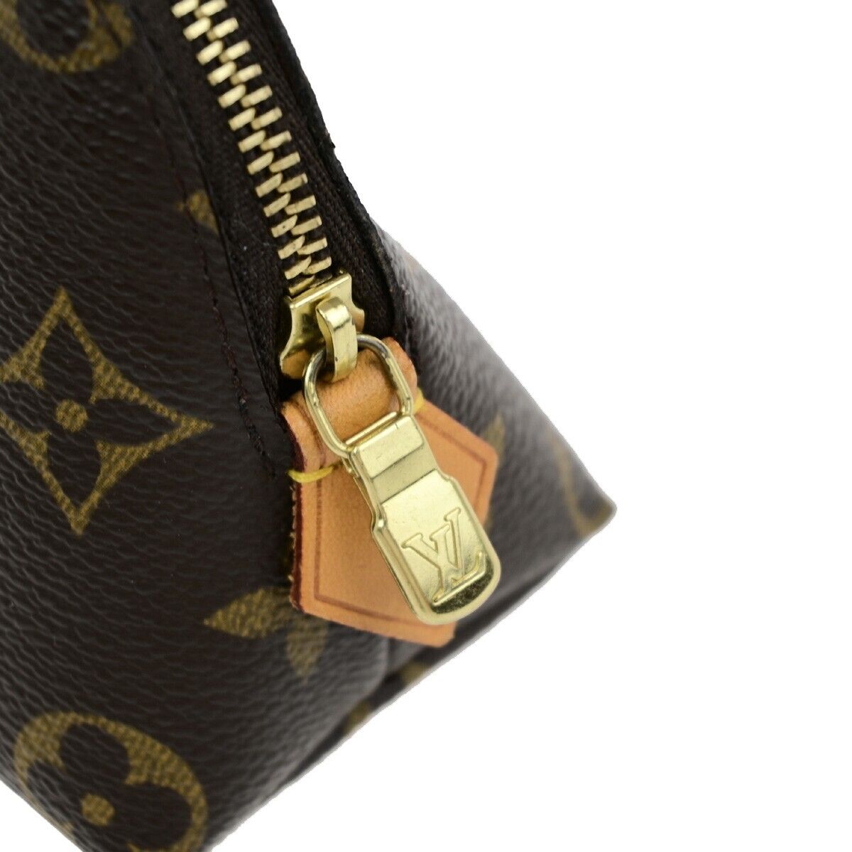 LOUIS VUITTON Pochette Cosmetic Pouch Monogram Leather Brown BN M47515 76EB750