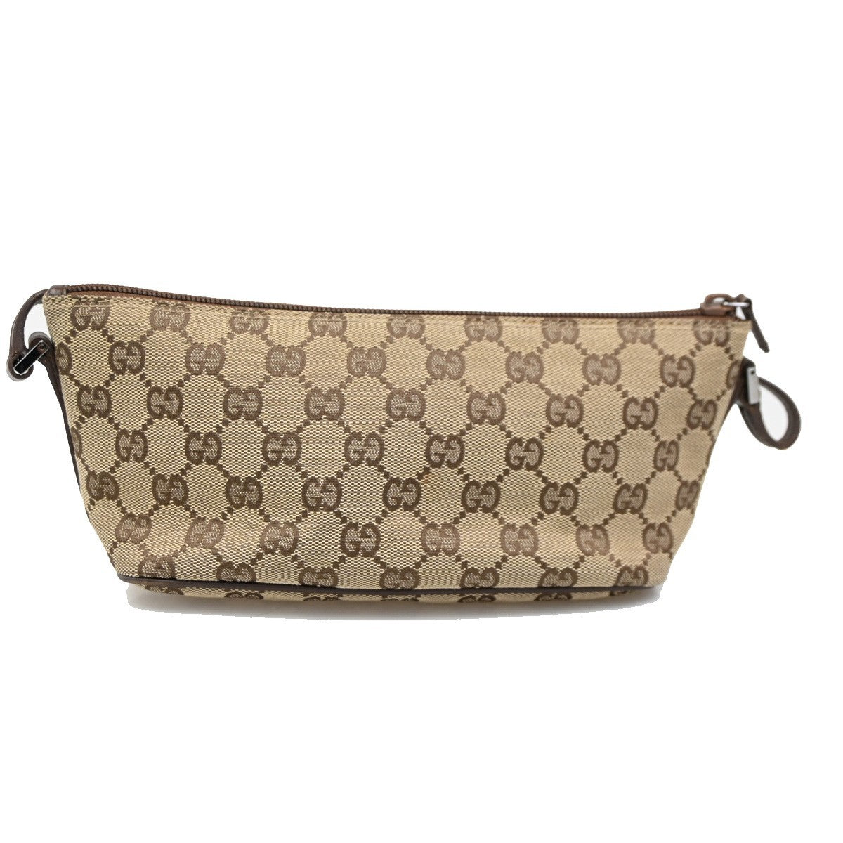 GUCCI GG Pattern Boat Pochette Shoulder Bag Canvas Beige Brown SHW Italy 62DA130