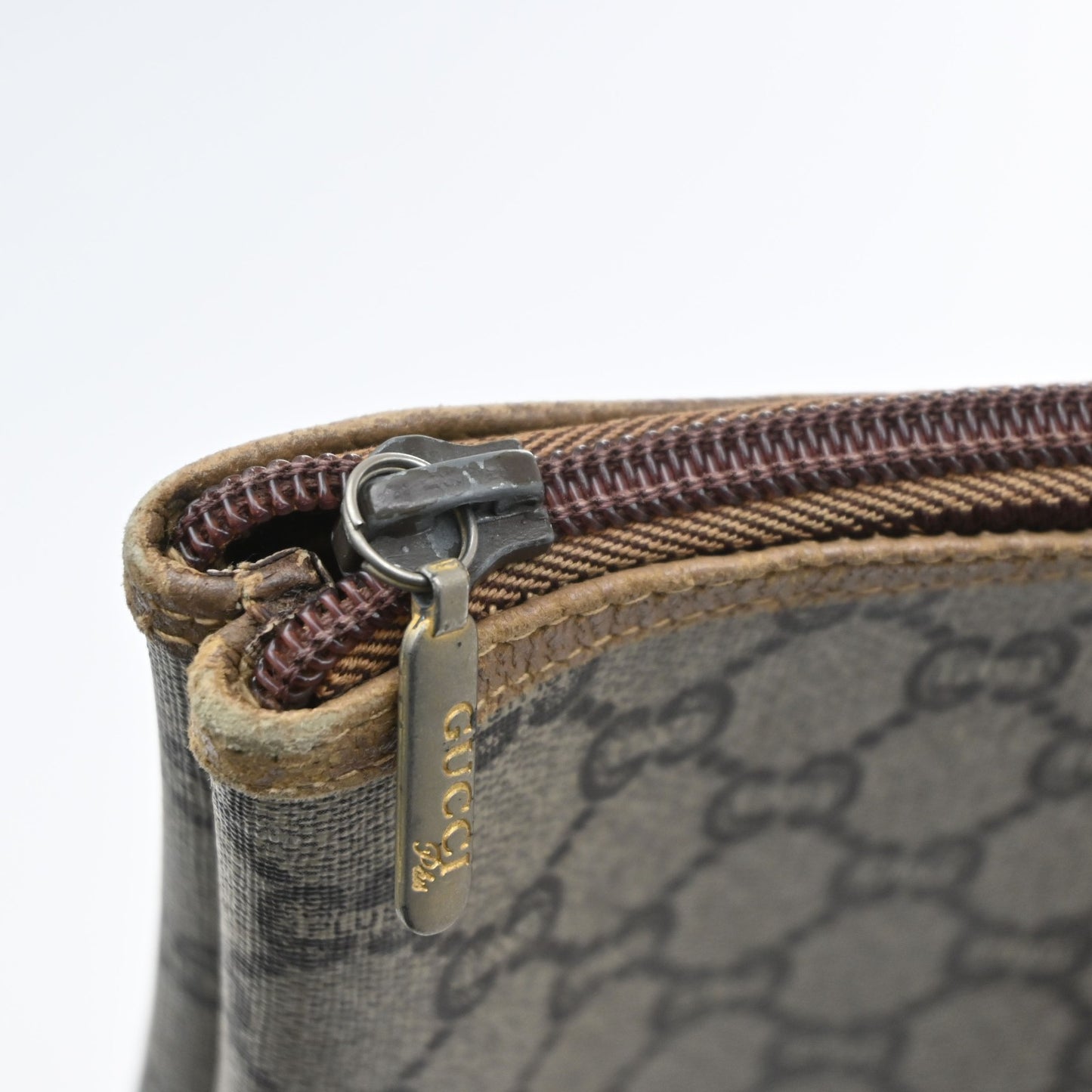 GUCCI PLUS GG Pattern Sherry Shoulder Tote Bag PVC Leather Brown Italy 61KD125