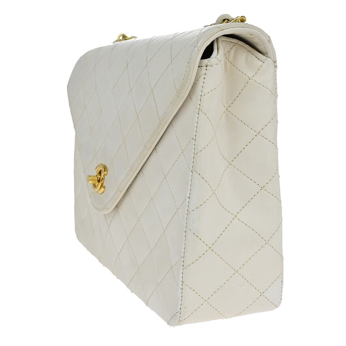 CHANEL CC Logo Matelasse 23 Chain Shoulder Bag Leather White GHW 667RJ821