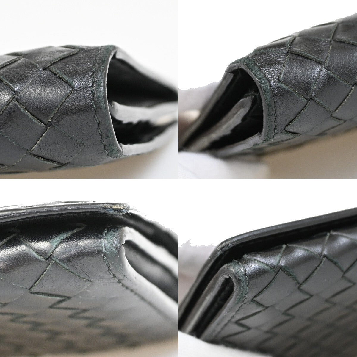 BOTTEGA VENETA Logo Intrecciato Bifold Long Wallet Leather Black Italy 69EE267