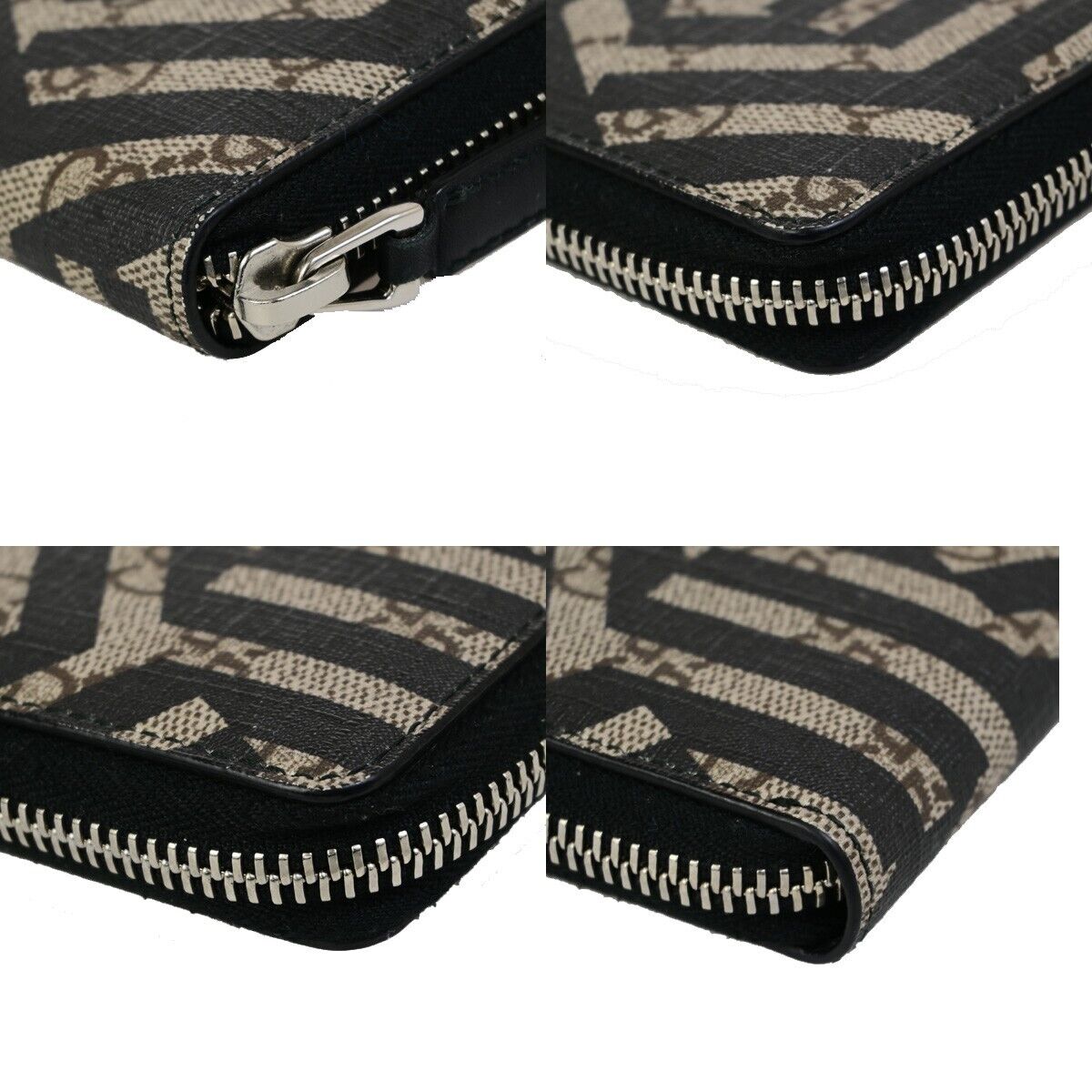 GUCCI GG Pattern Kaleido Zip Around Wallet Supreme Leather Brown BK 36RK792