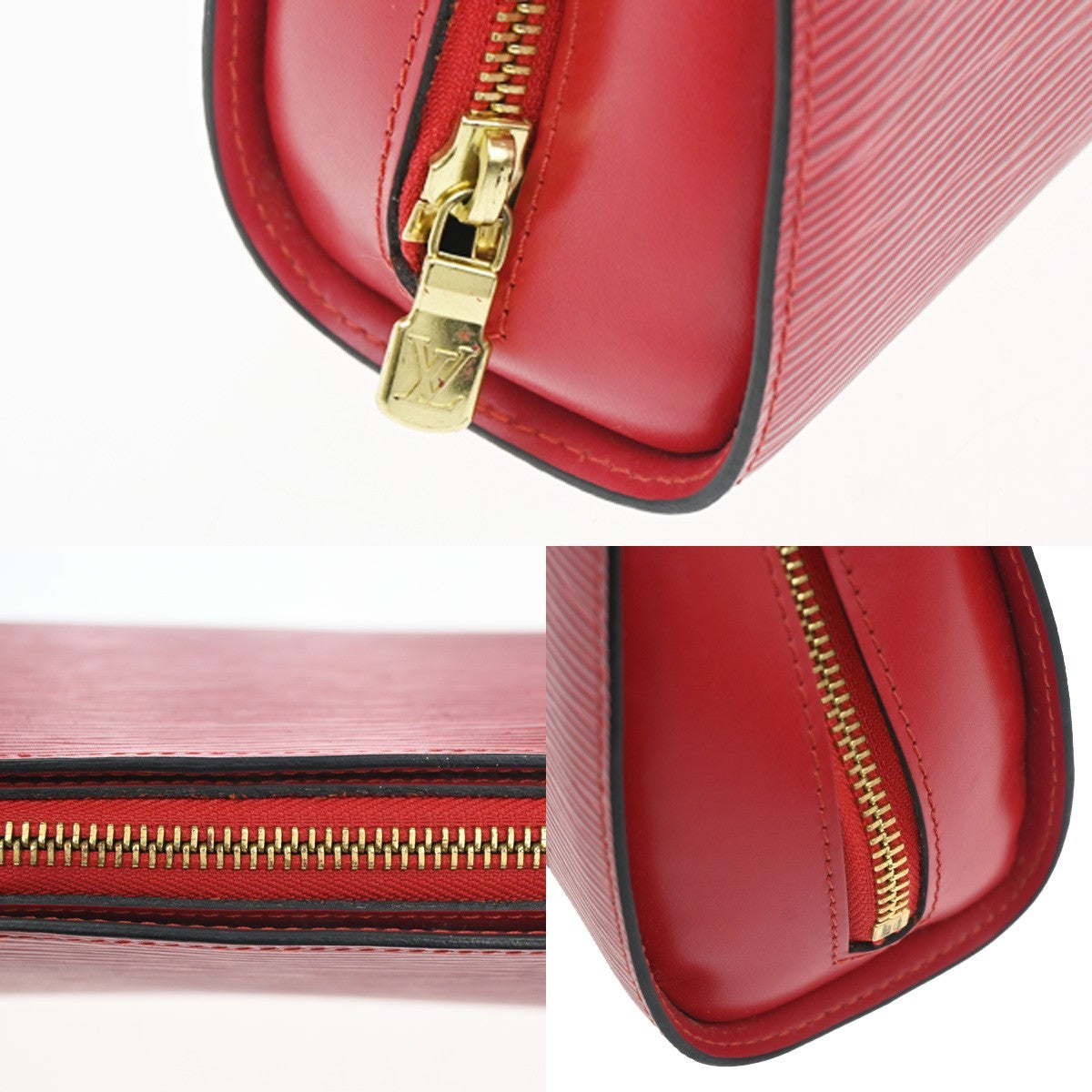 LOUIS VUITTON LV Logo Dauphine MM Pouch Bag Epi Leather Red M48457 05KP581