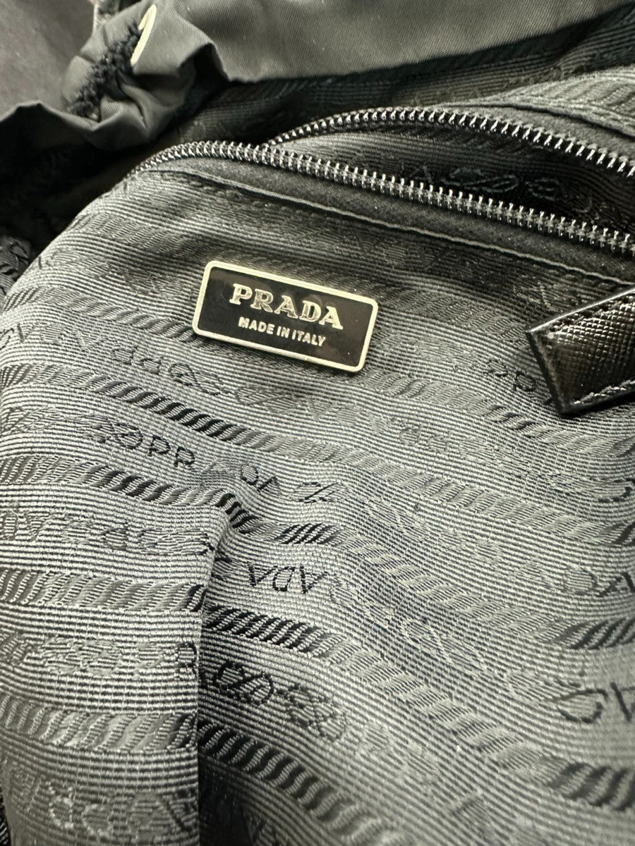 PRADA MILANO Logo Tessuto Drawstring Backpack Nylon Leather BK SHW Italy 62CA502