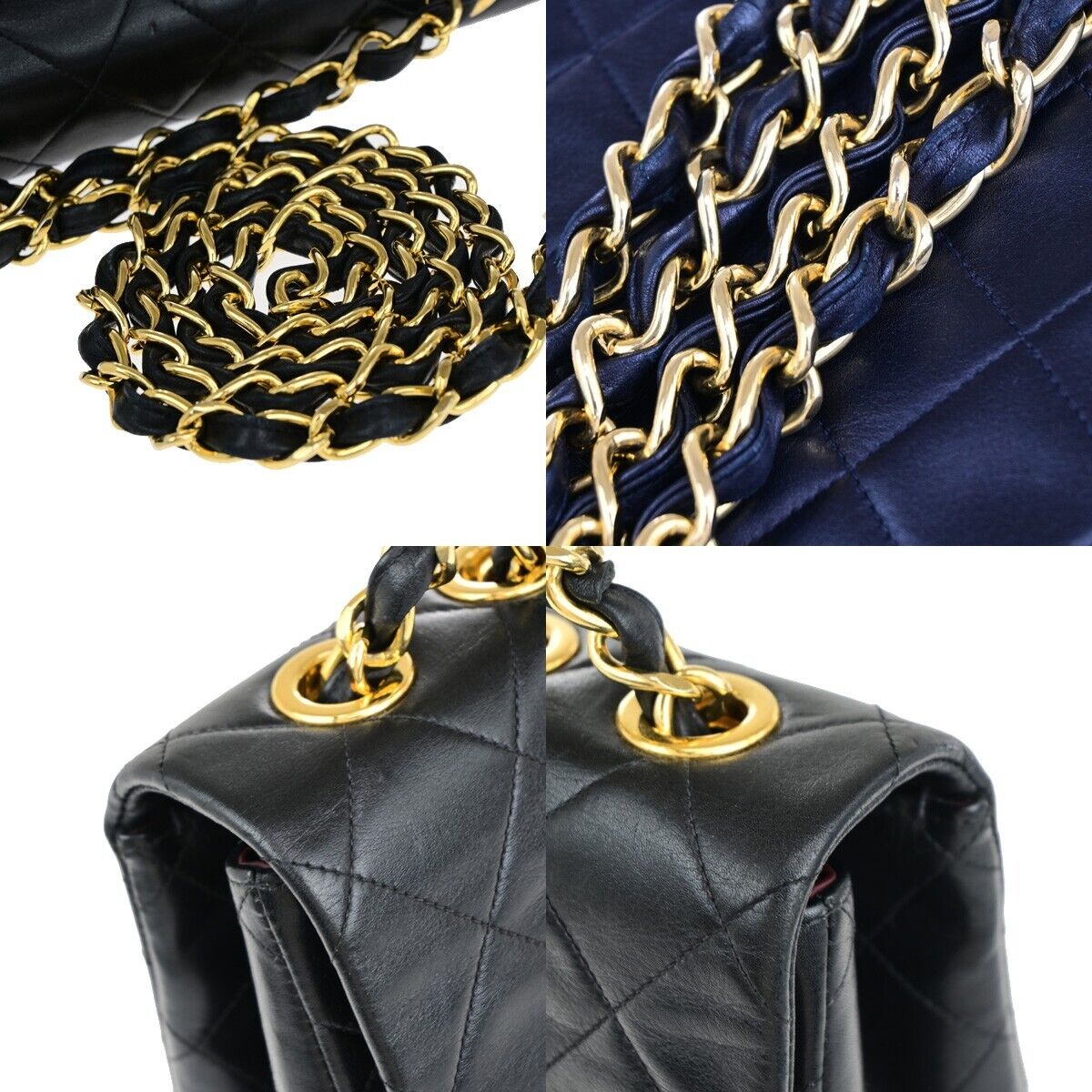 CHANEL Maxi Jumbo Matelasse 34 Chain Shoulder Bag Leather Black Vintage 342RK691