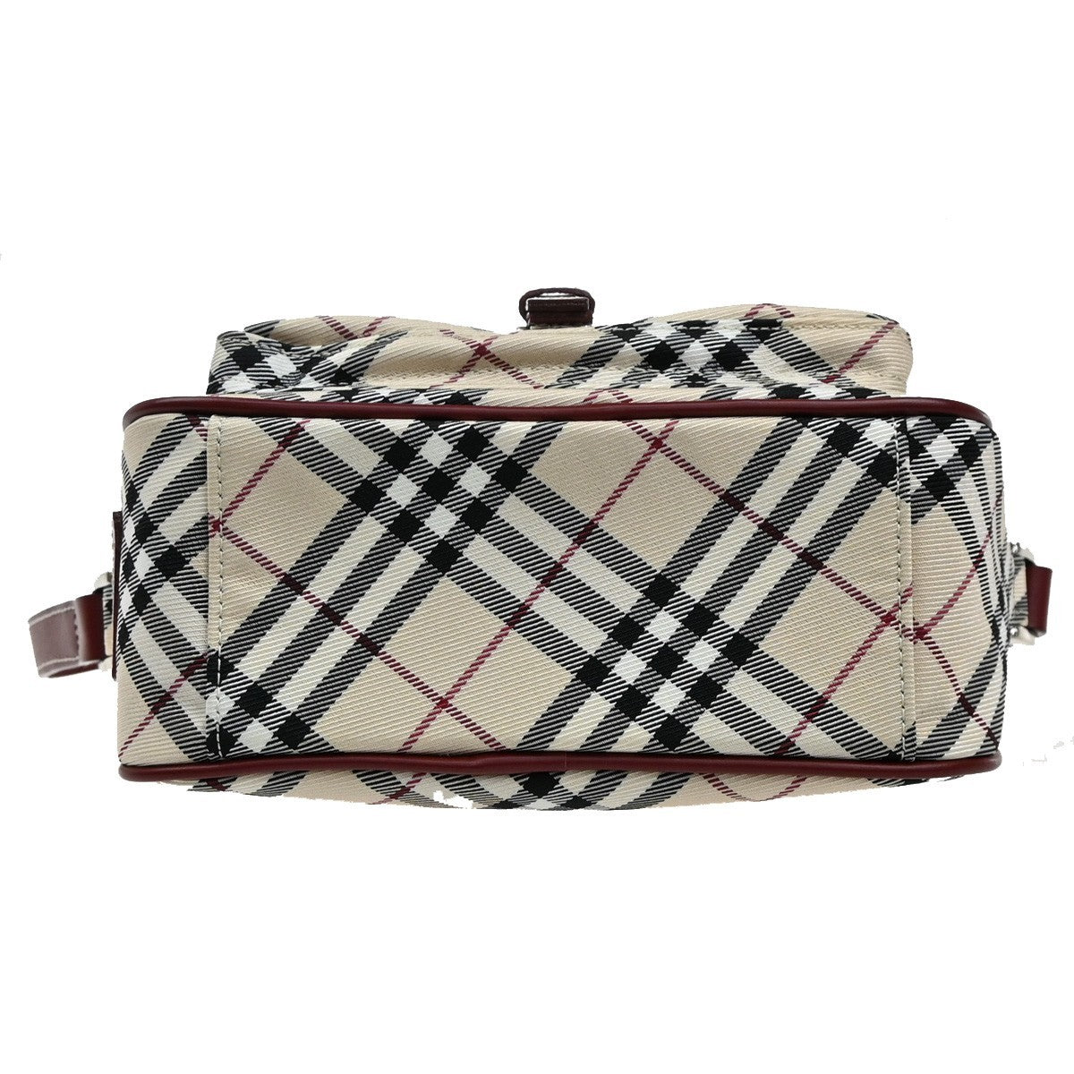 BURBERRY Logo Nova Check Shoulder Bag Canvas Leather Red Brown Japan 65EF694