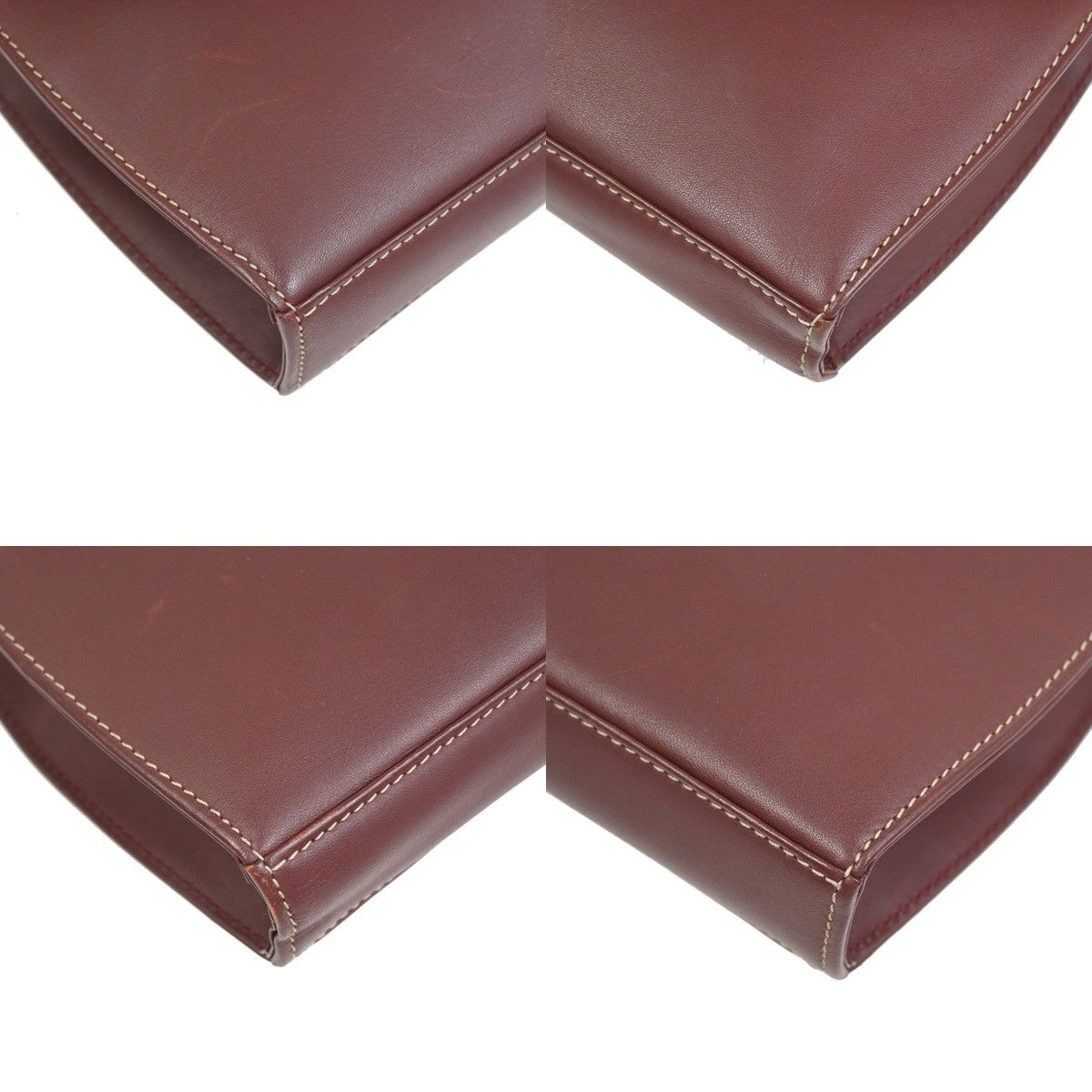 MUST DE CARTIER 2C Logo Crossbody Shoulder Bag Leather Red GHW Spain 63ZA358