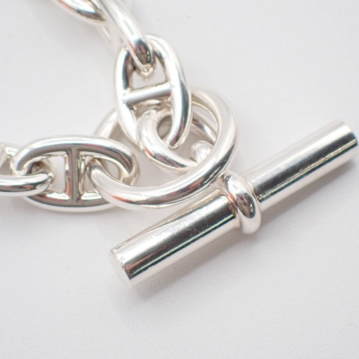 HERMES Logo Chaine D'ancre MM Chain Bracelet 12 Links Ag 925 Silver 332LC627