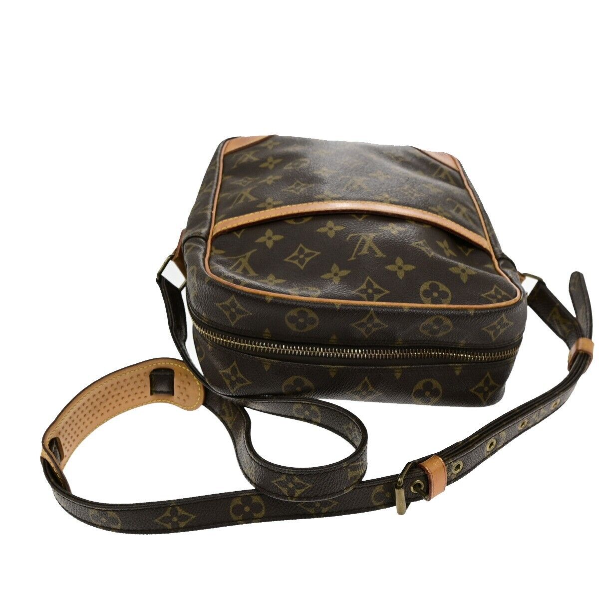 LOUIS VUITTON Logo Danube MM Shoulder Bag Monogram Leather Brown M45264 31ED451