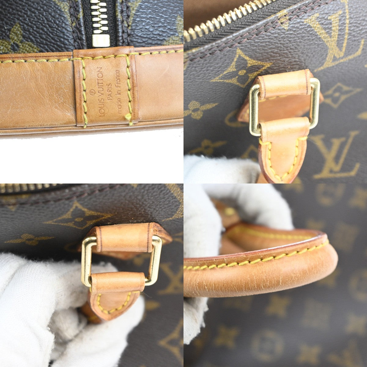 LOUIS VUITTON LV Logo Alma Hand Bag Monogram Leather Brown France M51130 70MA331